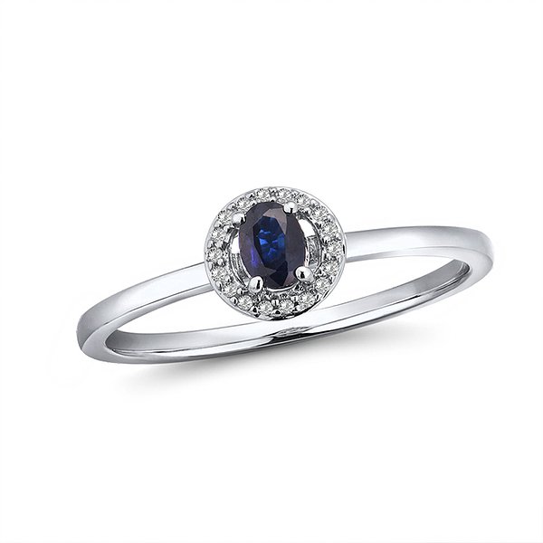 Каблучка з білого золота з 18 діамантами та сапфіром Lurie Jewelry
