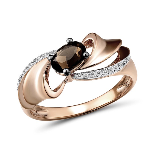 Золота каблучка з діамантами та димчастим кварцом Lurie Jewelry