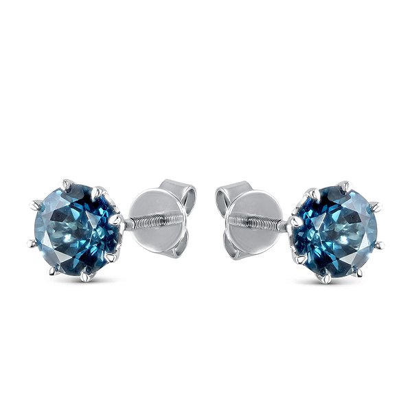 Сережки-пусети з білого золота з 2 блакитними топазами Lurie Jewelry