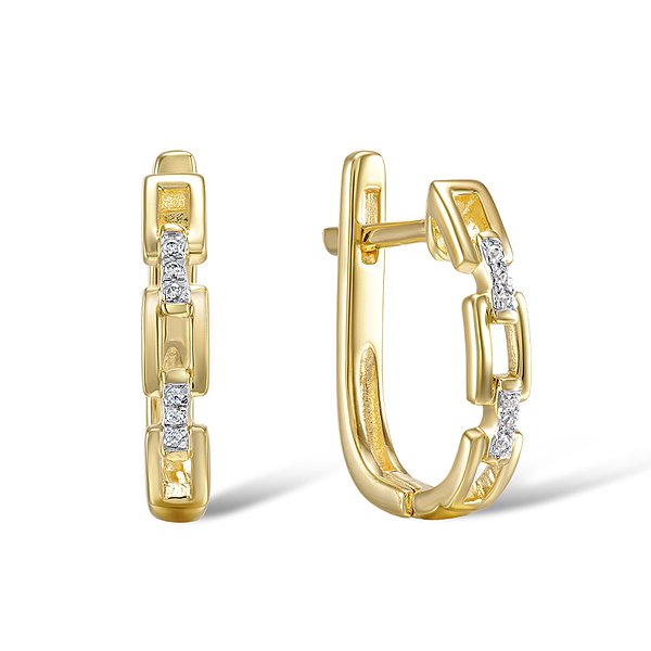 Сережки з жовтого золота з 12 діамантами Lurie Jewelry