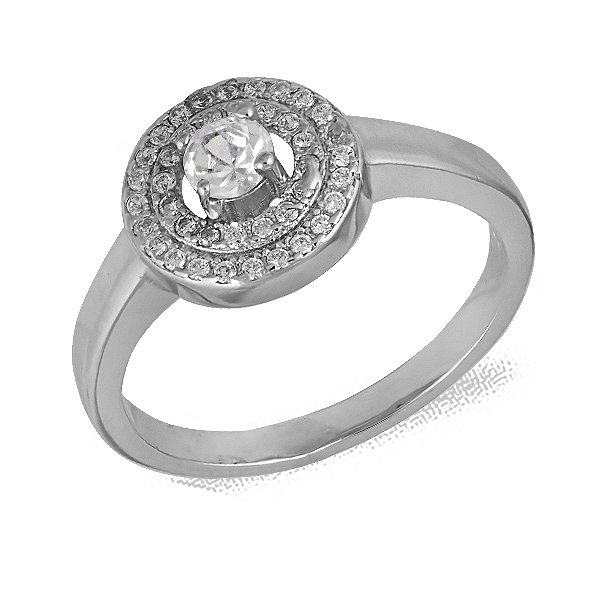 Срібна каблучка на заручини з фіанітами Fashion Silver