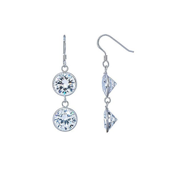 Срібні сережки-підвіски з фіанітами Lurie Jewelry